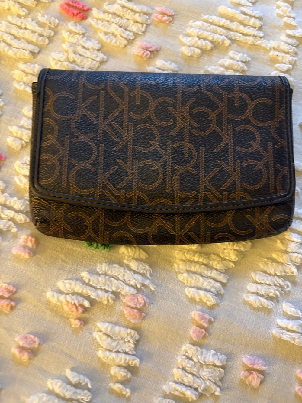 Calvin Klein Dark Brown Monogram Snap Wallet